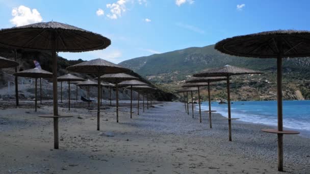 Praia Agia Kiriaki Grécia Durante Verão Larga Estática — Vídeo de Stock