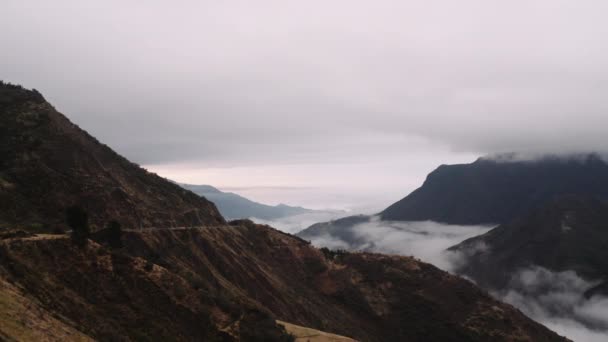 Дорога Еквадорські Анди Заході Сонця Повітряний Постріл Хмар Гір — стокове відео