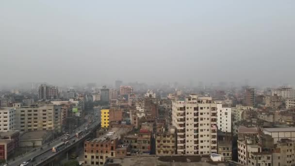 Fågelperspektiv Utsikt Över Staden Dhaka Bangladesh Med Tätt Befolkade Byggnader — Stockvideo