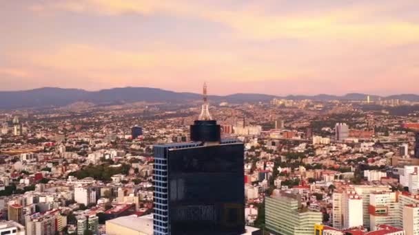Órbita Aérea Torre Colonia Del Valle Paisaje Urbano Ciudad México — Vídeos de Stock