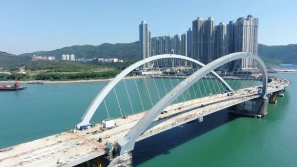 Hong Kong Cross Bay Link Construction Project Een Dual Two — Stockvideo