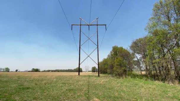 Poste Electricidad Campo Abierto Oklahoma — Vídeos de Stock