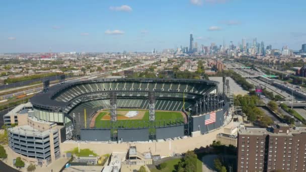 Feste Luftaufnahme Des White Sox Stadium Garantiertes Zinsfeld Sommer — Stockvideo