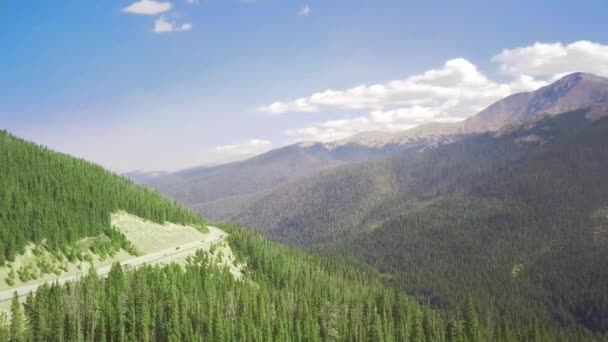 Розкішне Гірське Повітря Видом Дорогу Хрусткі Соснові Дерева — стокове відео