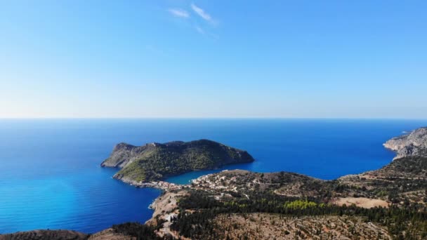 Magnifica Vista Del Mare Blu Bella Isola Costiera Cefalonia Grecia — Video Stock