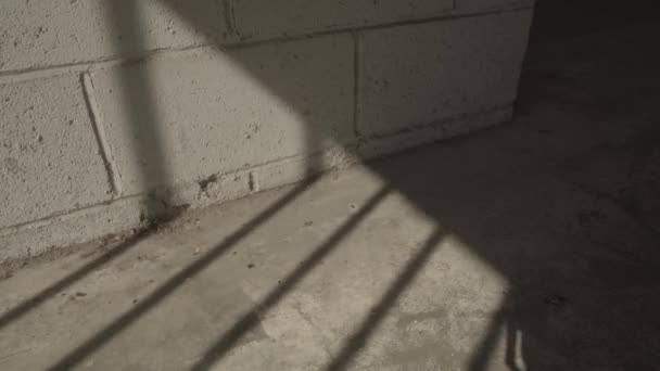Cień Metalowego Grilla Zamykanie Drzwi Więzienia — Wideo stockowe