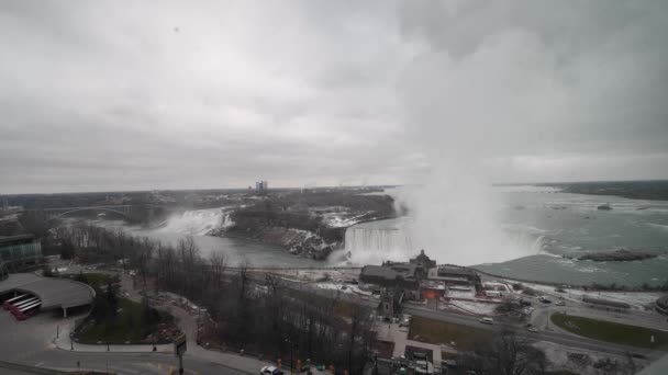 Dia Nublado Niagara Cai Canadá Durante Inverno — Vídeo de Stock