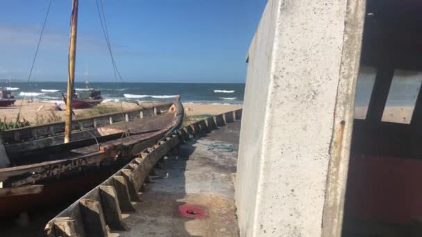 Övergivna Fiskebåtar Punta Del Diablo Rocha Uruguay — Stockvideo