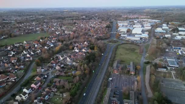 A12 Duel Rijtuig Weg Martlesham Heath Martlesham Ipswich Drone Beelden — Stockvideo