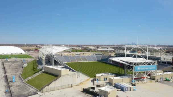 Vista Aérea Cinematográfica Del Seatgeek Stadium Chicago Illinois — Vídeos de Stock