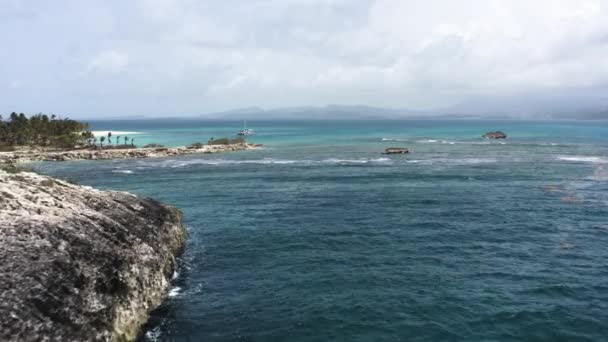 Aérial Les Gens Une Fête Bateau Cayo Lobos Fajardo Porto — Video