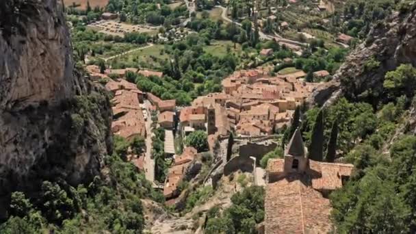 Moustiers Sainte Marie France Aerial Cinematic Shot Drone Low Level — Stockvideo