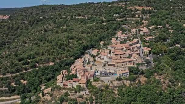 Sainte Croix Verdon France Aerial Встановлює Дрон Літає Навколо Села — стокове відео