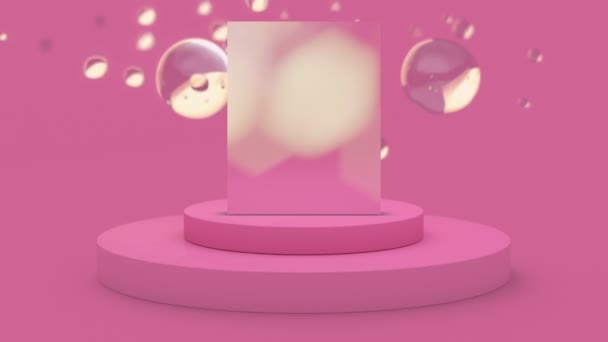 Podio Rosa Con Segnaposto Portale Minimo Sfondo Rosa Astratto Tema — Video Stock