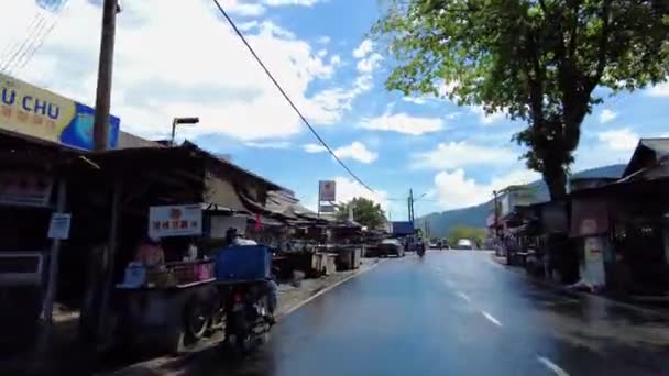 Cesta Venkovním Trhu Ayer Itam Modrém Slunečném Dni — Stock video