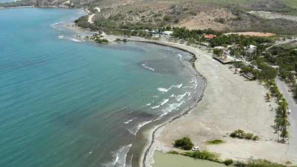 Aerial Piękna Plaża Monte Rio Azua Dominikana Rondel — Wideo stockowe
