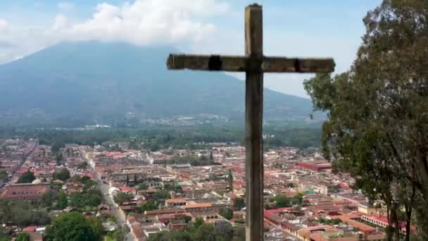 Antigua Guatemala Gün Boyunca Şaşırtıcı Güney Amerika Hareketli Turistik Şehri — Stok video