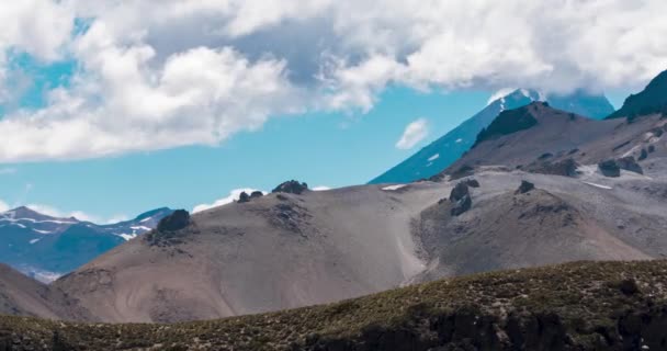 Timelapse Arid Mountains Central Chile Maule Clouds Passing Filtering Light — Stock Video