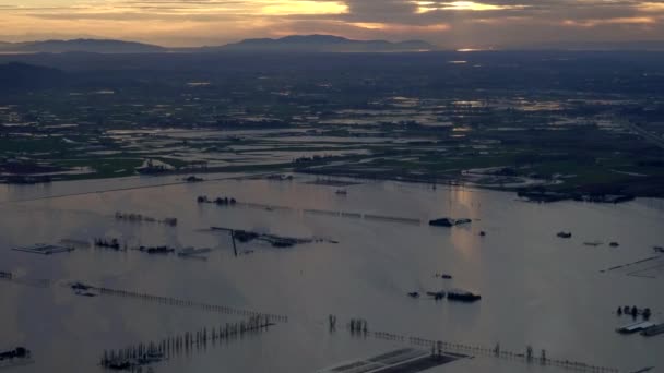 Overstromingen Zware Regenval British Columbia Uitzicht Vanuit Het Vliegtuig — Stockvideo