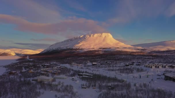 Veduta Aerea Della Montagna Saanatunturi Fredda Mattina Inverno Lapponia Finlandia — Video Stock