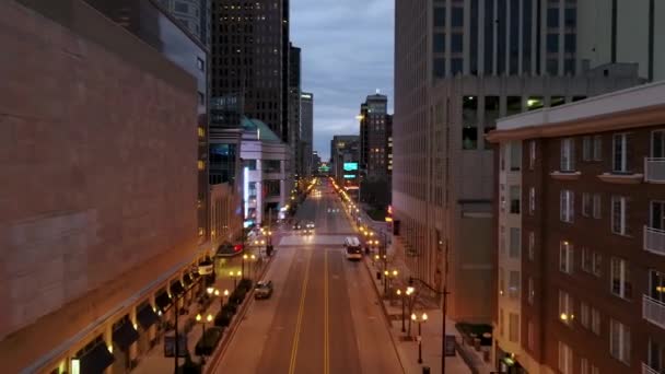 Aerial Drone View South High Street Lighted Columbus Οχάιο Ηπα — Αρχείο Βίντεο