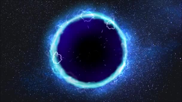 Modrý Portál Černých Děr Vesmíru Elektrizující Pozadí Červích Děr Animace — Stock video