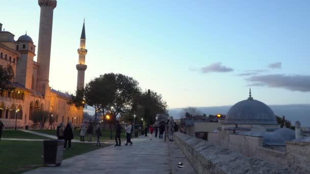 Twilight Scenery Sleymaniye Mosque Istanbul Lovely View — Stock Video