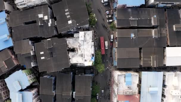 Bird Eye View Buildings Suburban Street Mumbai Índia Tiro Drone — Vídeo de Stock