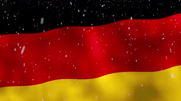 飘扬的德国国旗与降雪Vfx的前景 — 图库视频影像