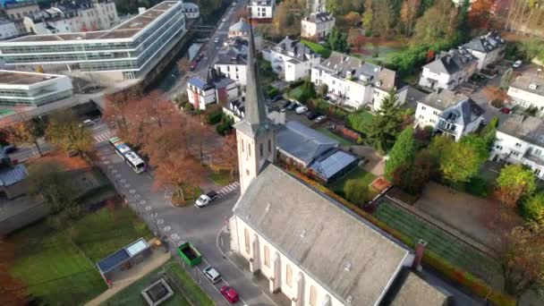 Rundflug Die Kirche Sainte Cungonde Luxemburg — Stockvideo