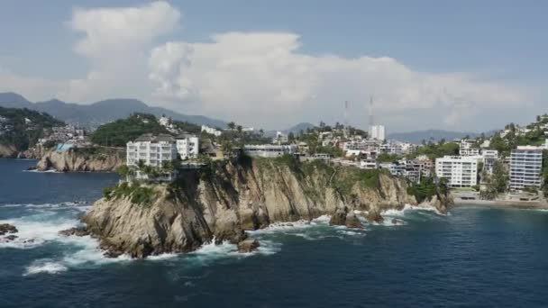 Ciudad Montaña Con Vistas Mar Azul Horizonte Las Playas Acapulco — Vídeos de Stock