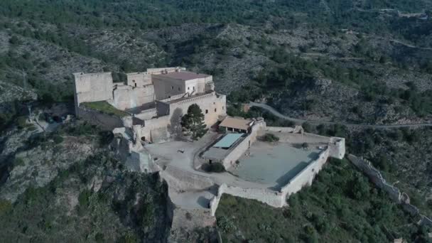 Castillo Pueblo Miravet Rio Ebro Tarragona — Stockvideo