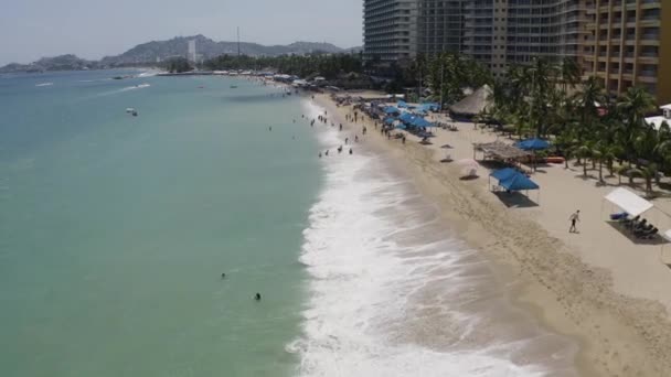 Pláž Slunečného Dne Lidmi Playa Morro Acapulco — Stock video