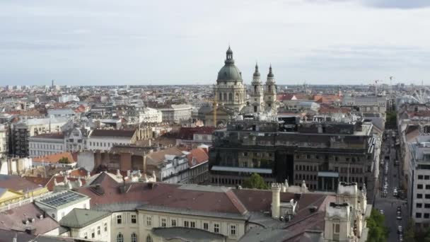 Stephens Basiliek Beroemd Gebouw Het Centrum Van Boedapest Hongarije Antenne — Stockvideo