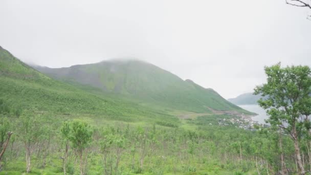 Paesaggio Paesaggistico Montagna Segla Durante Giorno Nell Isola Senja Norvegia — Video Stock