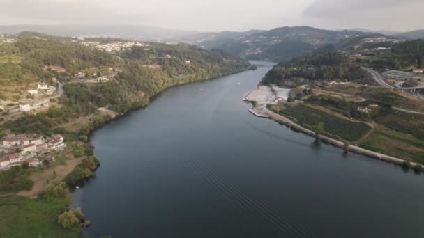Повітряний Панорамний Вид Прекрасної Долини Дуро Ентре Ріос Португалія — стокове відео