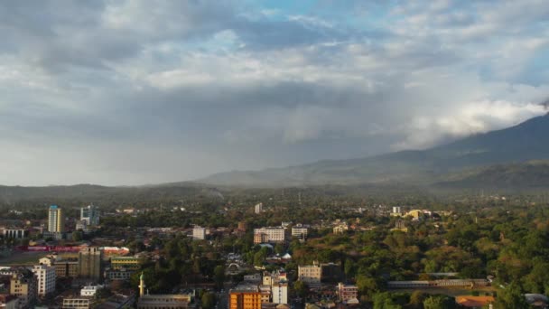 Luchtfoto Van Berg Meru Arusha Stad Tanzania — Stockvideo