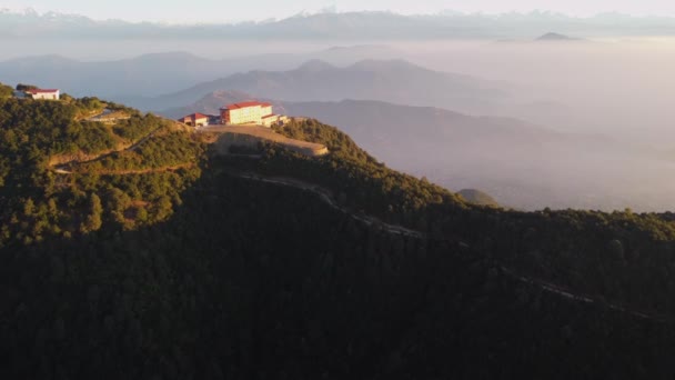Katmandu Nepal Aralık 2021 Arka Planda Himalaya Sıradağları Olan Bir — Stok video