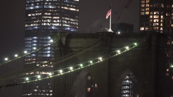 Ponte Brooklyn Com Vista Para Centro Comércio Mundial — Vídeo de Stock