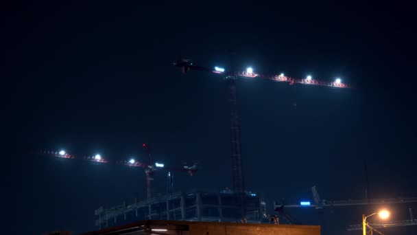 Skyscraper Kraanverlichting Nachts Het Centrum Van Nashville — Stockvideo