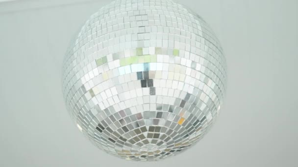 Disco Ball Hangs Roof Shining Natural Lighting — Stock Video