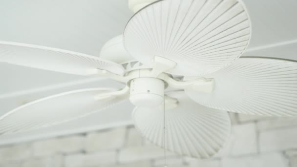 Branco Moderno Design Retro Ventilador Teto Girando Lentamente — Vídeo de Stock