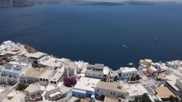 Grécia Oia Santorini Filmagem Aérea Drones — Vídeo de Stock