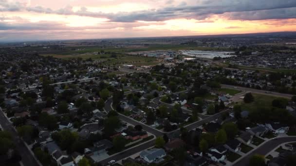 Widok Lotu Ptaka Podmiejską Zieleń Zachodzie Słońca Boise Idaho — Wideo stockowe