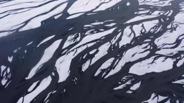 Eldvatn Glacial River Delta South Iceland Covered Ice Snow Daytime — Stock Video