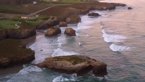 Praia Das Catedrais Spanya Nın Kuzeybatı Kıyısında Kum Sahili Atlantik — Stok video