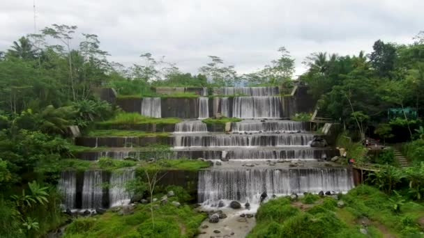 Luftüberflug Watu Purbo Wasserfall Muntilan Indonesien — Stockvideo