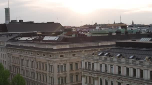 Imagens Drones Telhados Helsinque Finlândia Pôr Sol — Vídeo de Stock