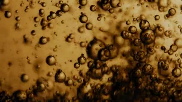 Water Oil Mixed Bubbles Moving Fast Slow Frame Close — Stock Video