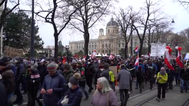 Vaxers Marching Unity Corona Measures Streets Europe — Stock video